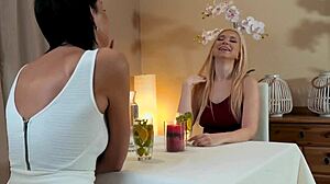 Sensual lesbian teens enjoy intimate licking and fingering session