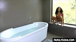 Stepsister Lets Stepbrother Pulverize Tight Ebony Box!