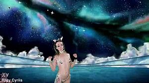 riley cyriis gets double blowjob and ass fucked outdoors