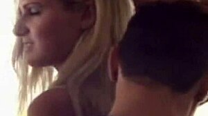 Group of guys bang one girl in intense gangbang