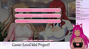 Vtuber engages in lesbian action with big tits in lewd game