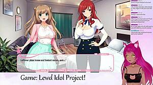Vtuber engages in lesbian action with big tits in lewd game