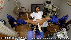 sandra chappelle moans as nurses use vibrator on her pussy in college physical.