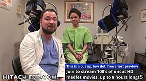 sandra chappelle moans as nurses use vibrator on her pussy in college physical.