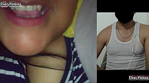 Boss's wife masturbates on video call