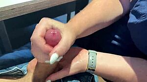 milf delivers sloppy handjob in risky public outdoor spot