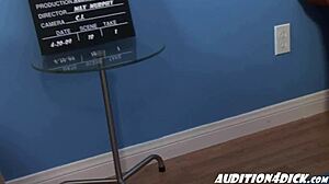 Blonde teen desperately fucks on desk for casting job. Her tall frame and shaved pussy seal the deal.