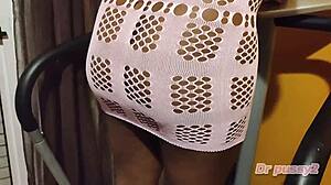 Ebony pornstar in lingerie gets hardcore interracial fucking!