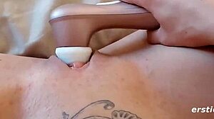 Ice masturbates with a pink dildo