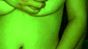 Seduce girlfriend with rough caressing of her big natural tits to orgasm