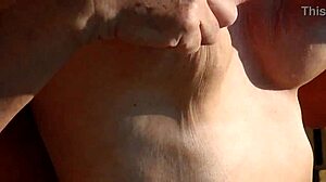 K and her natural tits in the calm morning nature setting.