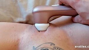 Ice masturbates with a pink dildo