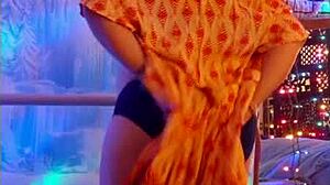 Hotwife Steffi Orange Wraps Pussy In Dance