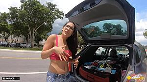 Spiritual teen 18+ engages in roadside encounter to repair her car.