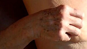 K and her natural tits in the calm morning nature setting.