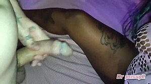 Ebony pornstar in lingerie gets hardcore interracial fucking!