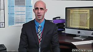 hardcore gay scene where the manager is a tough stud to please