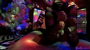 Goth neighbor's oiled legs heat up my Christmas