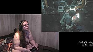 Naked Brunette Plays Resident Evil 3 Part 7