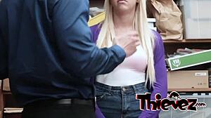 Blonde teen rides big cock in cowgirl doggystyle bent over.