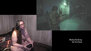 Naked Brunette Plays Resident Evil 3 Part 7