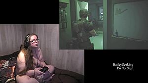 Naked Brunette Plays Resident Evil 3 Part 7