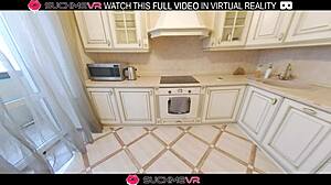 Brunette MAID Elise MOON GETS FUCKED HARD in KITCHEN in VR