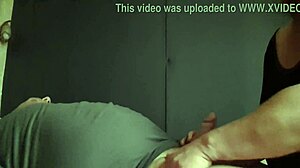 Mature couple handjob leads to cumshot apology