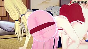 Naruto's Sakura and Tsunade in a Wild Threesome Action
