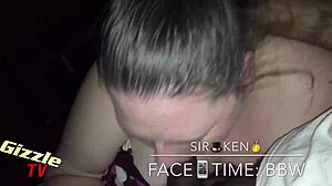 White bbw gives sloppy blowjob to interracial cock!