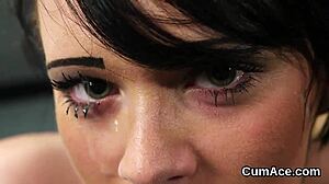 Hot Honey Swallows Jizz Facial