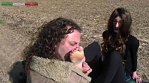 In the country with Anna, licking feet