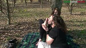 In the country with Anna, licking feet