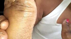 i lotion my wife's feet for a footjob fetish session. it's so relaxing, but i make errors like forgetting the towel sometimes