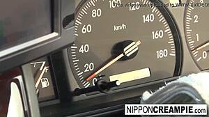 Hot Japanese Babe Fucks Him In Car!