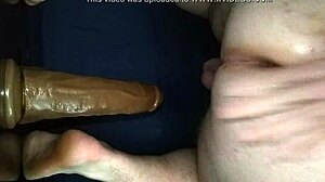 guy bends over for dildo doggy style fucking