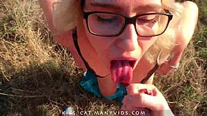 pov outdoor doggystyle and sloppy blowjob with public cumshot action