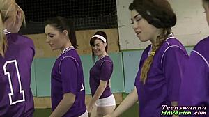 Teen amateur lesbians lick each other casually