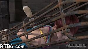 tough lass endures shocking nipple punishment in hardcore bondage