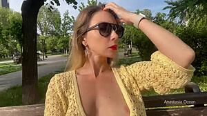 Horny Woman FLASHING Boobs in Public Park!