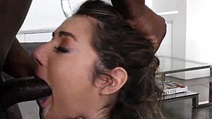 my step dad isnt home right now, so lily adams gets face fucked by black monster cock with deepthroat choking and gagging