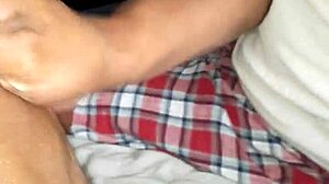 i lotion my wife's feet for a footjob fetish session. it's so relaxing, but i make errors like forgetting the towel sometimes