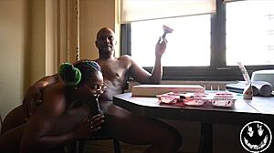 Art And Sex With Peachfuzz Head While Painting