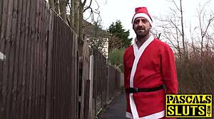 saskia gets punished by bad santa for being naughty, with deepthroat and squirting awsome!