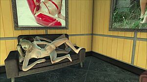 In Fallout 4, sexy SHEMALE gives HANDJOB and FUCKS in party sequence 2