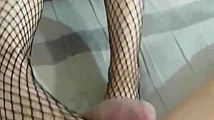 Petite teen masturbates me with feet