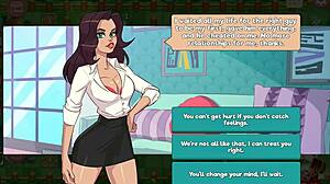 Nutaku booty farm hentai game features young brunette lesbian milf in anal creampie close-up country style