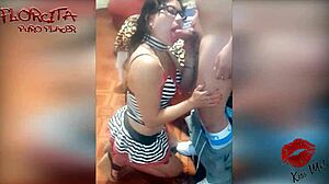 Peruvian amateur in a homemade scene with handjob