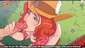 Nutaku booty farm hentai game features young brunette lesbian milf in anal creampie close-up country style