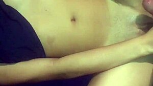 Latina brunette model emotionally struggles with big cock handjob